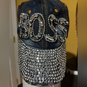 BOSS Denim and Rhinestone Cap